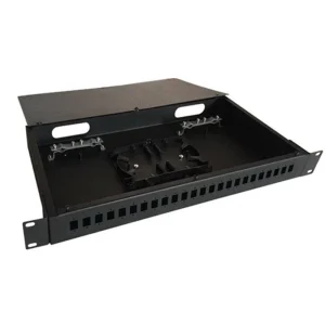 פנל אופטי 1U ל-24xSC בודד או 24xLC כפול כולל מגש היתוך וברגים למתאמים