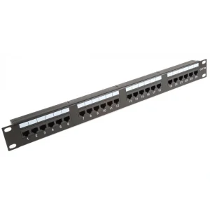 פנל 24 פורטים CAT5e לא מסוכך 1U + קונקטורים ללא מגש
