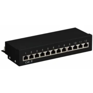 פאצ' פנל CAT6 עם 12 פורטים + קונקטורים מסוככים