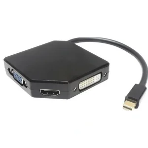 כבל מתאם מיני DISPLAY PORT אוניברסלי ל-HDMI + DVI + VGA נקבות תומך אודיו ב-HDMI