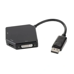 כבל מתאם DISPLAYPORT אוניברסלי ל-HDMI + DVI + VGA נקבות תומך אודיו ו-4K ב-HDMI