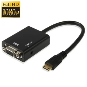 כבל ממיר MINI HDMI TO VGA + אודיו תומך עד 1080P