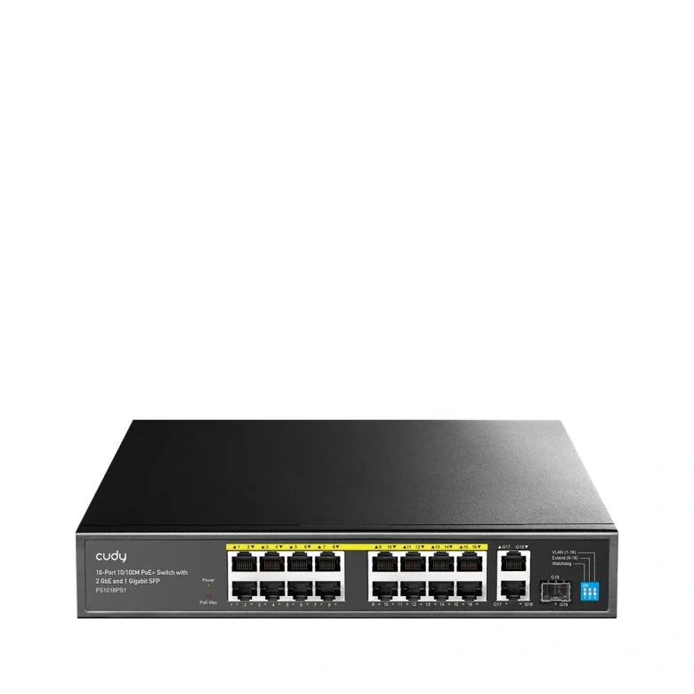 מתג רשת Cudy FS1018PS1-IL | לא מנוהל | 18 פורטי RJ45 | PoE+ | 1× SFP — תמונת מוצר 1