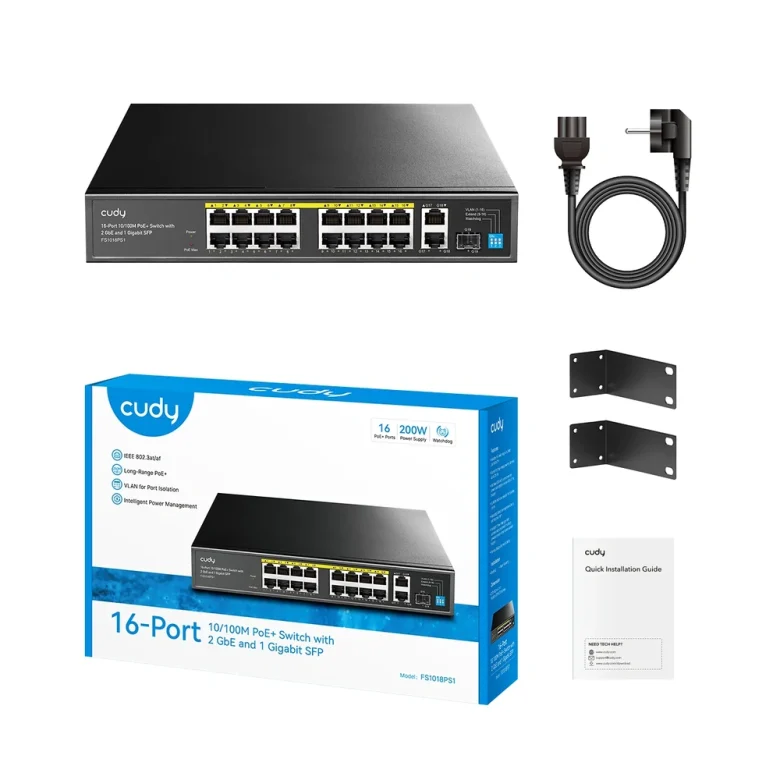 מתג רשת Cudy FS1018PS1-IL | לא מנוהל | 18 פורטי RJ45 | PoE+ | 1× SFP — תמונת מוצר 2