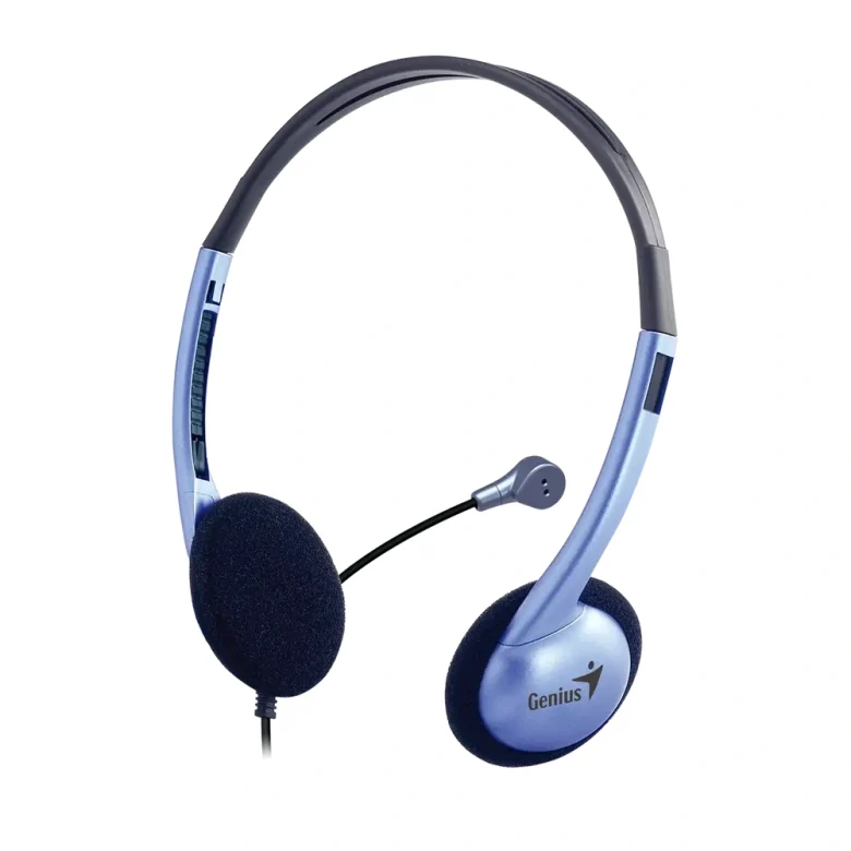 אוזניות עם מיקרופון Genius HS-02B, צבע כסוף וכחול, מק״ט 31710037102 — תמונה 1