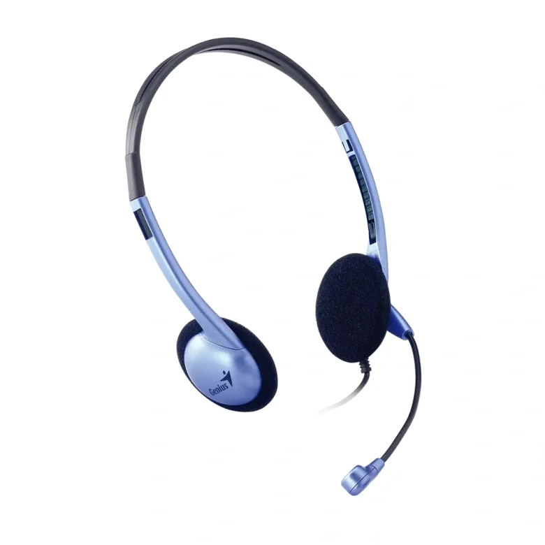 אוזניות עם מיקרופון Genius HS-02B, צבע כסוף וכחול, מק״ט 31710037102 — תמונה 2
