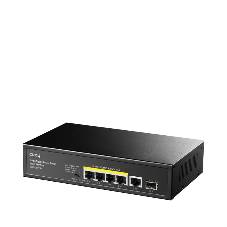 מתג רשת Cudy GS1005PTS1 | לא מנוהל | 5 פורטי RJ45 | PoE+ | 1× SFP — תמונת מוצר 2