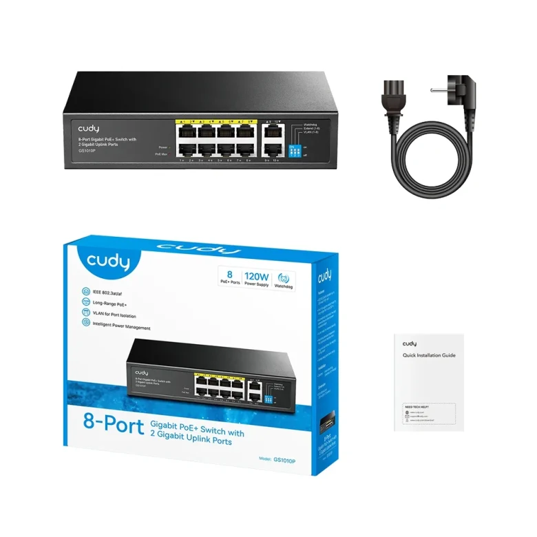 מתג רשת Cudy GS1010P-IL | לא מנוהל | 10 פורטי RJ45 | PoE+ — תמונת מוצר 2