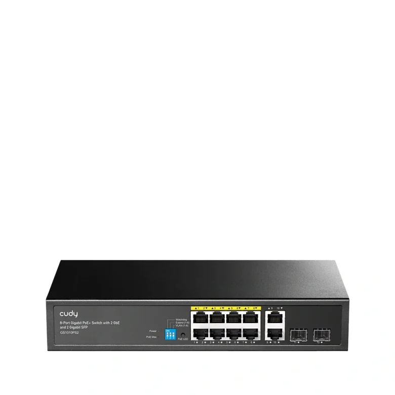 מתג רשת Cudy GS1010PS2 V2.0 | לא מנוהל | 10 פורטי RJ45 | PoE+ | 2× SFP — תמונת מוצר 1
