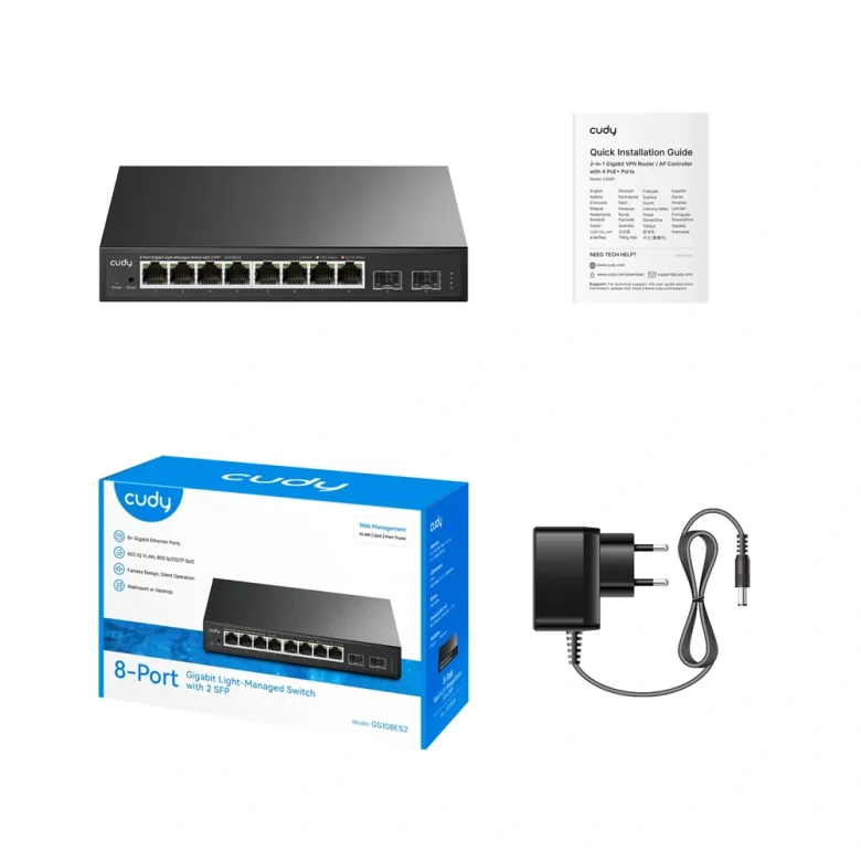 מתג רשת Cudy GS108ES2 | מנוהל | 8 פורטי RJ45 | 2× SFP — תמונת מוצר 2