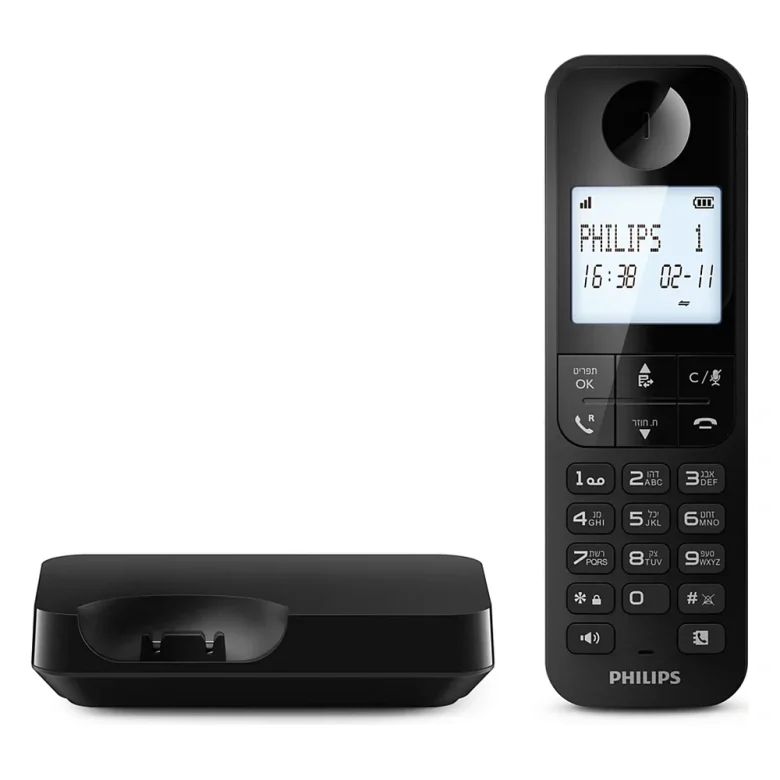 טלפון אלחוטי Philips D2701B/25 | שפופרת אחת | תפריט בעברית | דיבורית — צילום 3