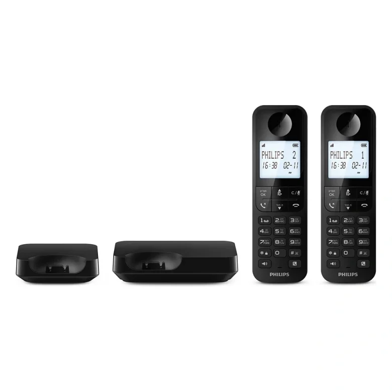 טלפון אלחוטי Philips D2702B/25 | שתי שפופרות | תפריט בעברית | דיבורית — צילום 3